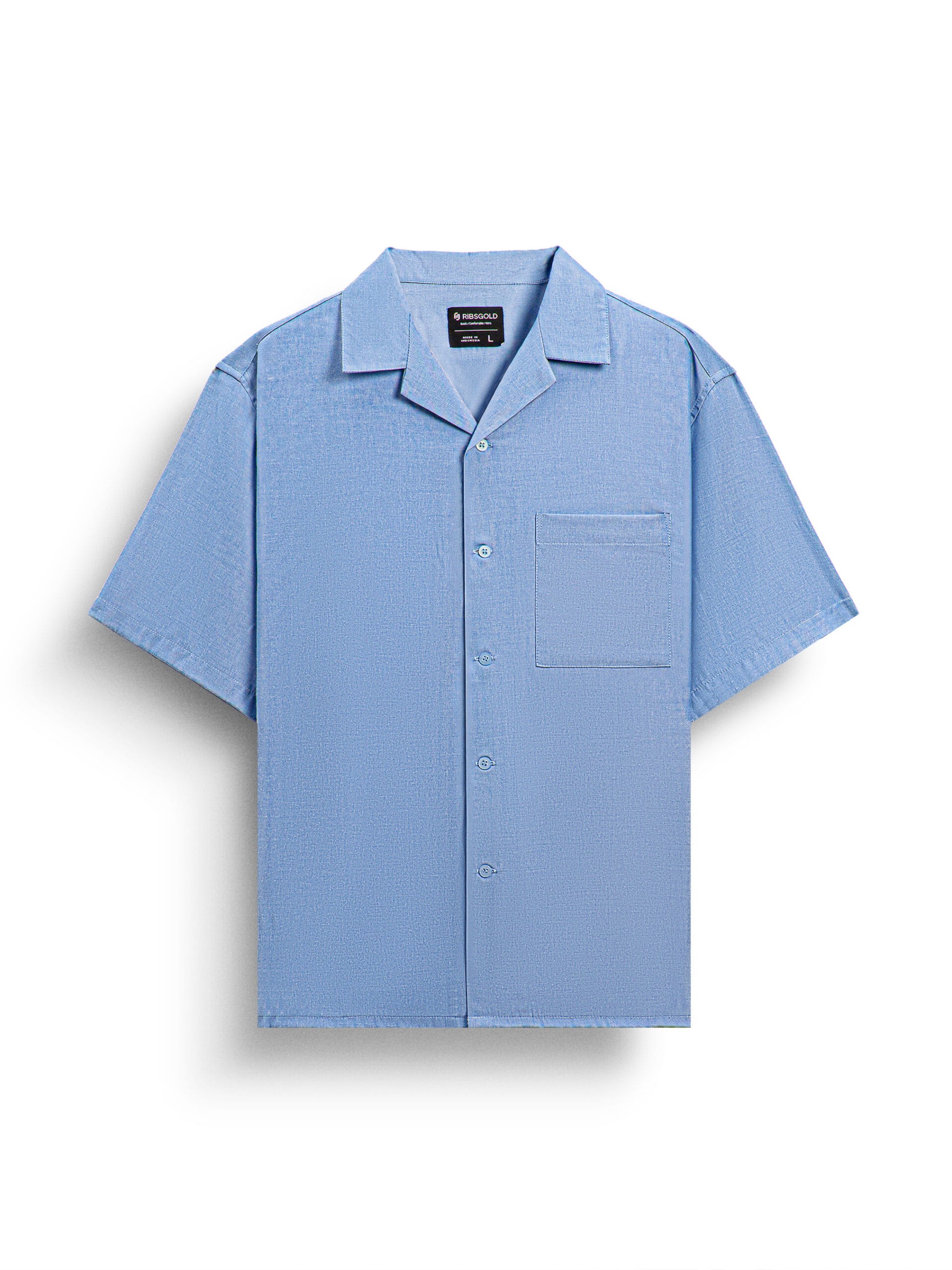Kemeja Denim Open Collar - Gambar 7