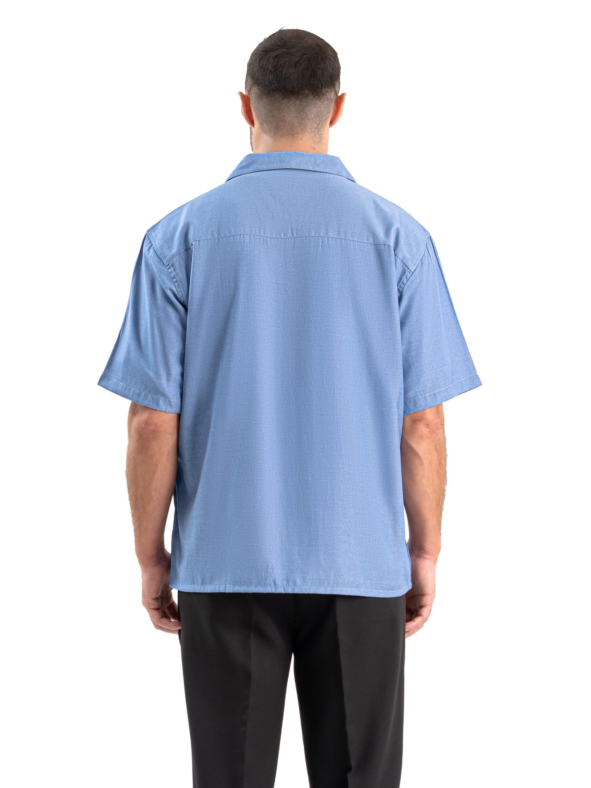 Kemeja Denim Open Collar - Gambar 2